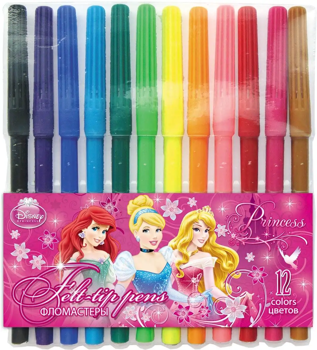 Фломастеры 12цв Принцессы|Маркеры-краски| |