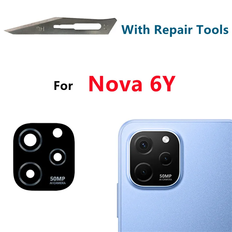 Для Huawei Nova Y61 задняя камера стеклянный объектив Запасные части крышка с клейкой наклейкой EVE-LX9 EVE-LX9N