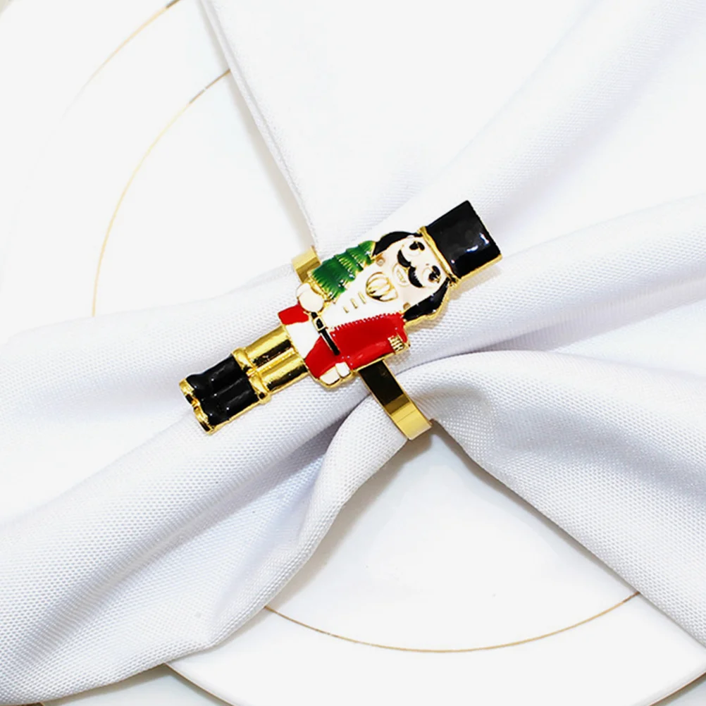 

4Pcs Nutcracker Napkin Clips Christmas Nutcracker Decors Napkin Buckles Nutcracker Soldier Napkin Buckles