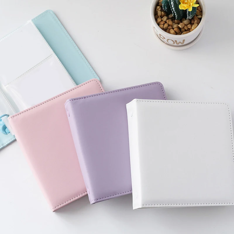 

Leather 2 Hole Loose-leaf Album Holds 50/100 Mini 3 inch Photos For Mini Name Card Photocard Holder Business Card Bag 2022 New