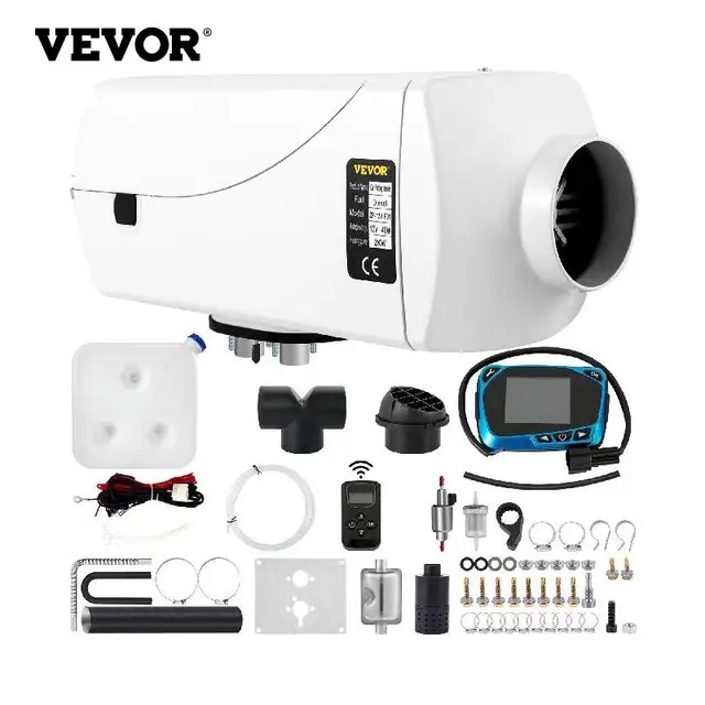Vevor diesel air heater, 12v 2kw, parking bunk heater with lcd thermostat and remote control, muffler & 10l tank included
