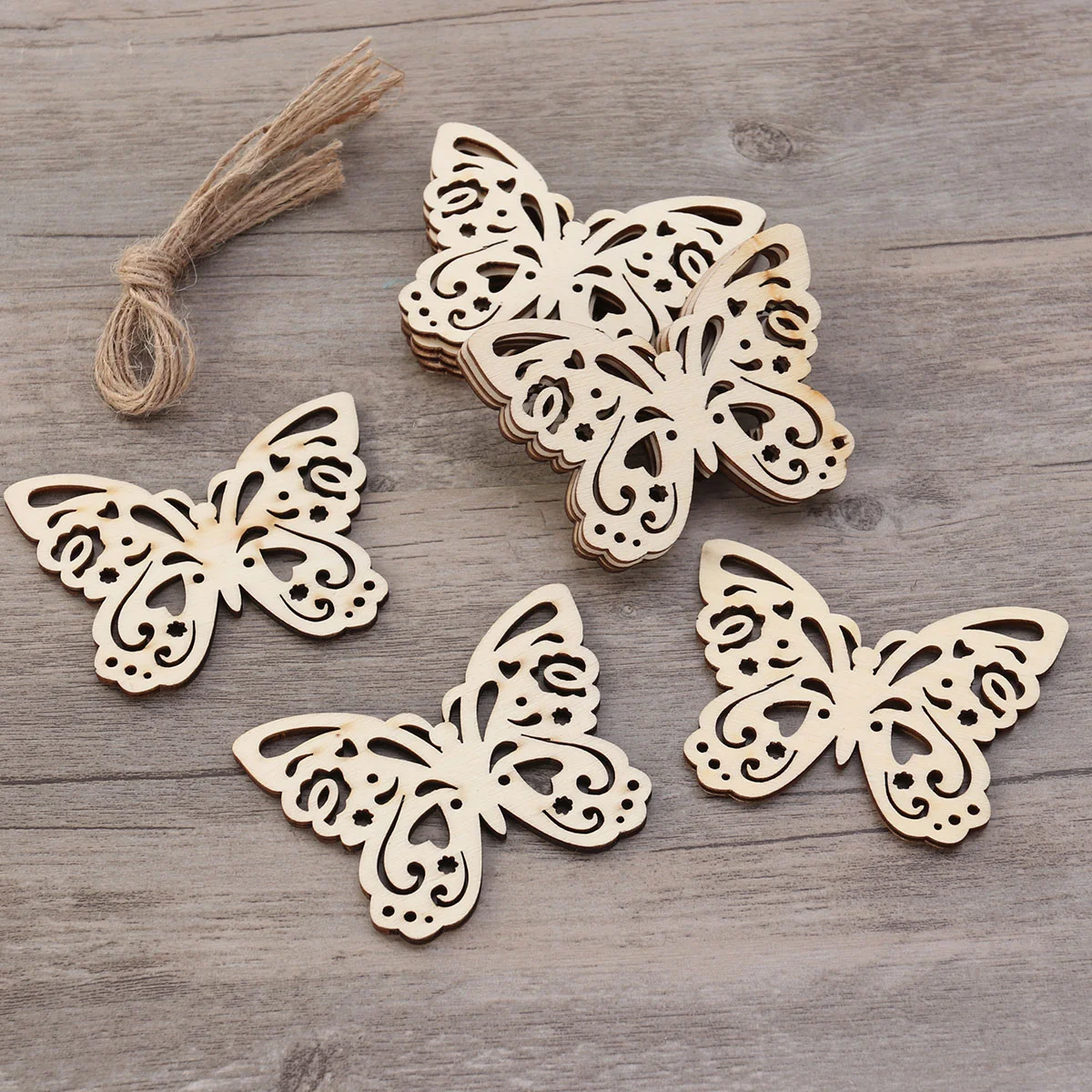 

Wood Wooden Slice Christmas Tree Shapes Unfinished Embellishments Pendantburlap Rope Craft Hangingbutterfly Centerpiece Slices