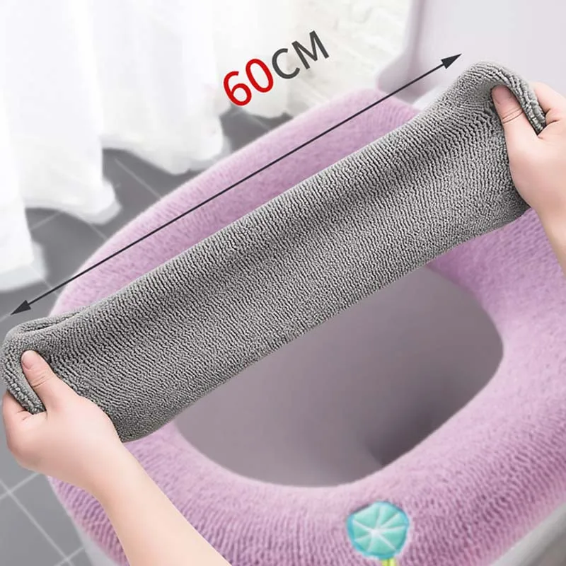 

Universal Toilet Seat Cover Pure Color Pumpkin Pattern Closestool Mat Soft Warm Toilet Seat Cushion Bathroom Toilet Accessories