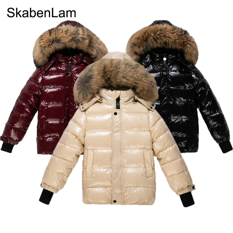 

Children's Winter Down Jacket for Boy Girl Natural Fur Coat Collar Detachable Windproof Jacket Parka Outerwear Snowsuit