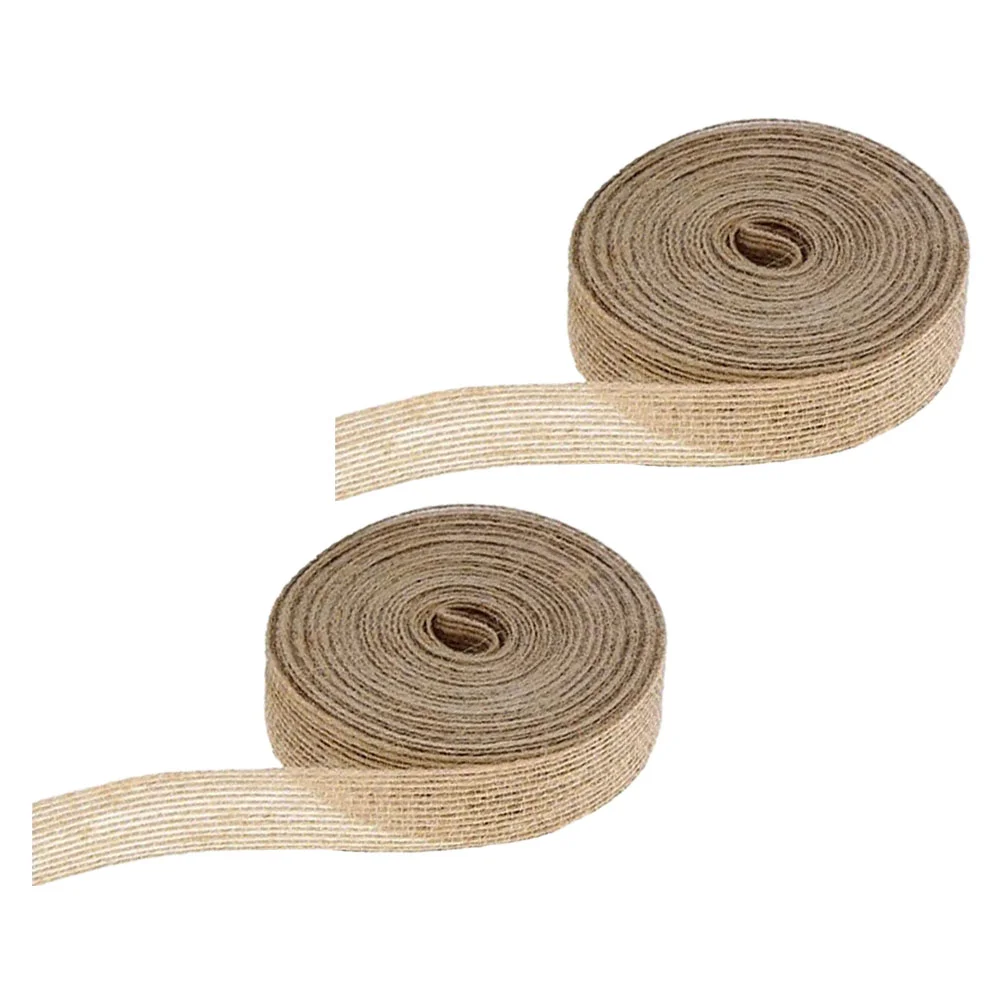 

2 Rolls of Jute Practical Creative Bouquet Ribbons Gift Wrapping Ribbon Wedding Jute Ribbons Rope Webbing Decoration