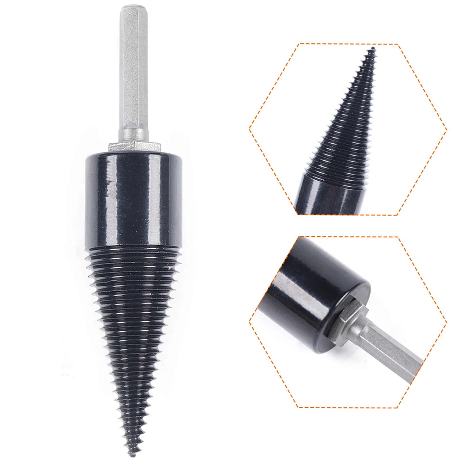 

32mm Firewood Drill Bit Wood Cone Hex Shank Wood Log Splitter Screw Splitting Wood Splitting Drill Bit for Wood Metal