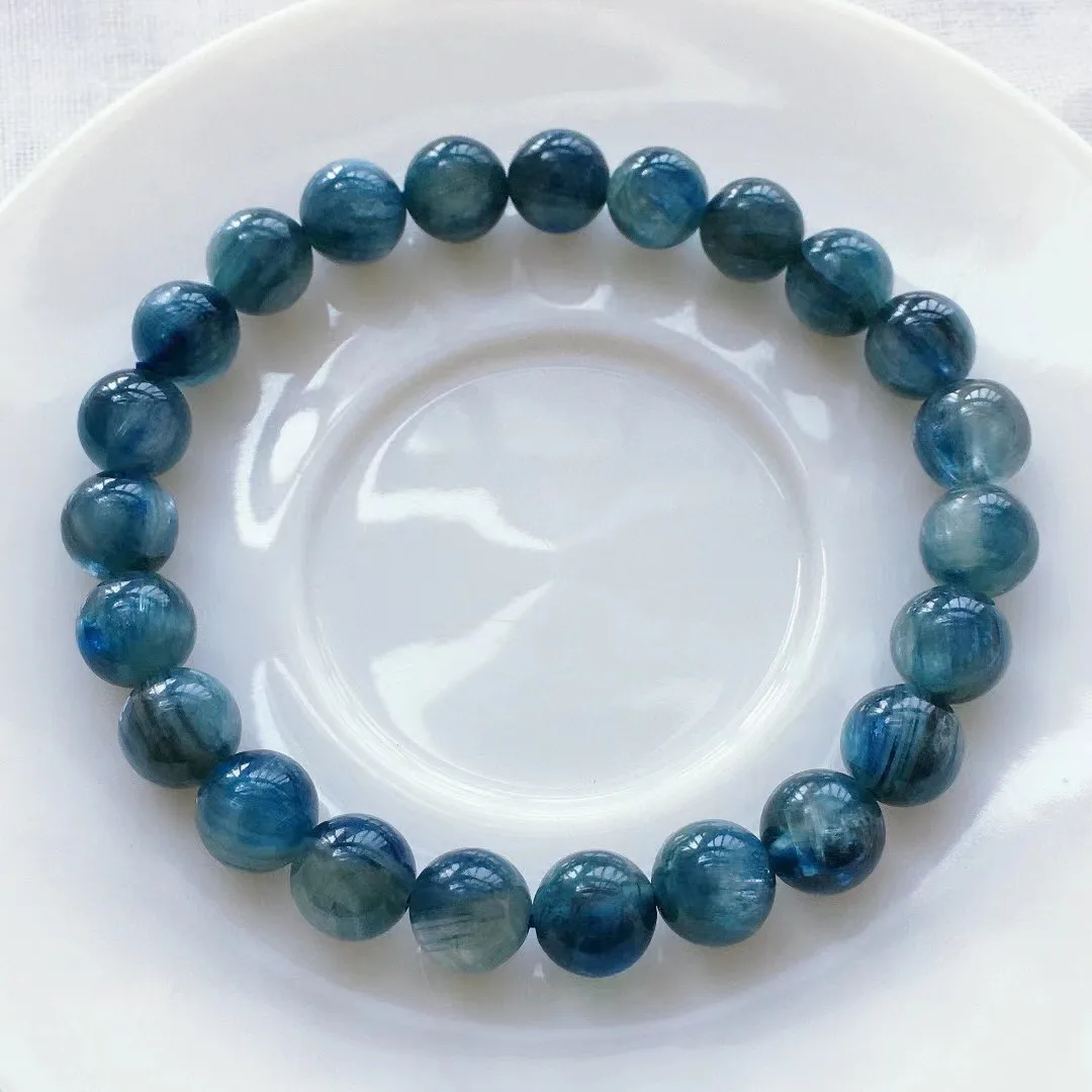 

Браслет из искусственного камня 11 мм для женщин и мужчин, красивый подарок на богатство, энергетические драгоценные камни, Кристальные бусины натуральный Синий Кианит AAAAA
