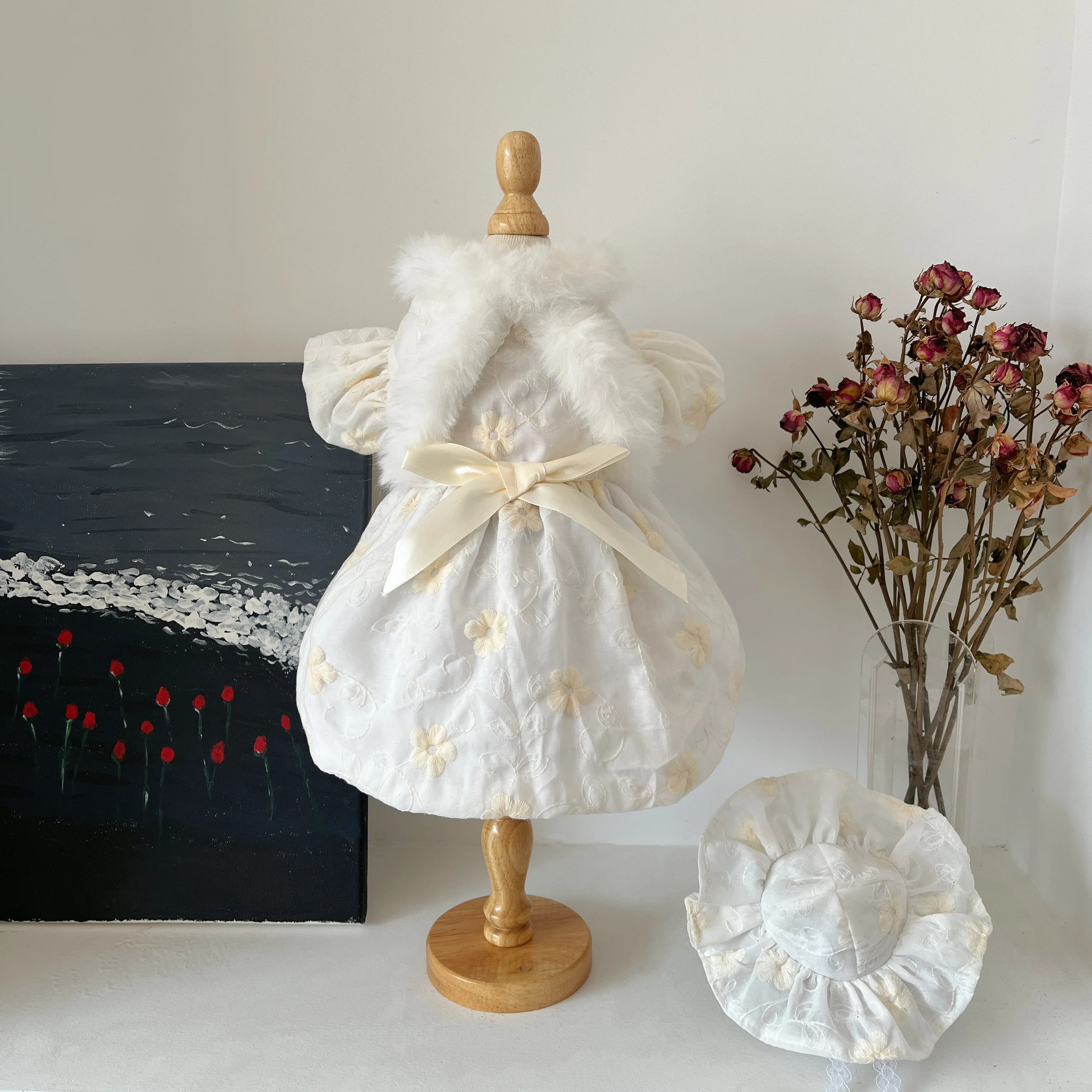 

Осенне-зимнее плюшевое меховое платье в стиле ретро для собак и кошек