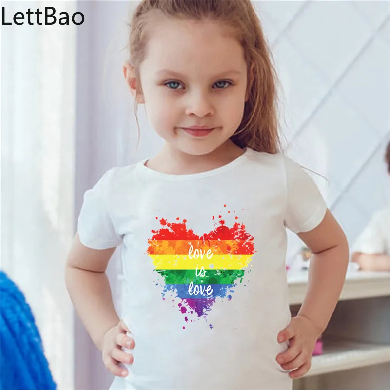 

Cute 1-12 Years Baby Kids T Shirt Soft Short Sleeve Kids Tshirt Simple Rainbow Heart Print Toddler Girl Tops