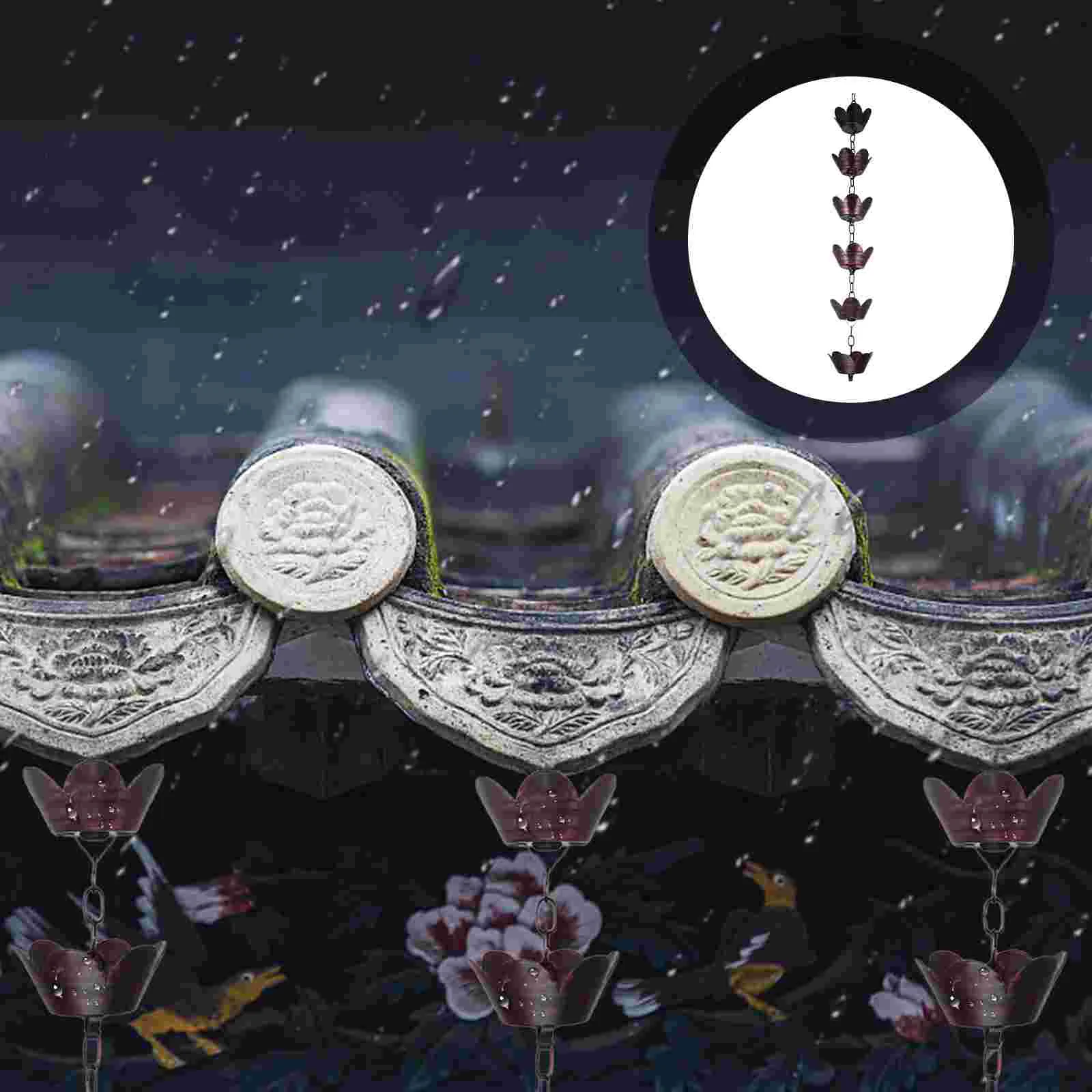 

Rain Chain Gutter Water Chains Downspout Hanging Flower Drain Diverter Bell Chimes Metal Lotus Cup Catcher Rainwater