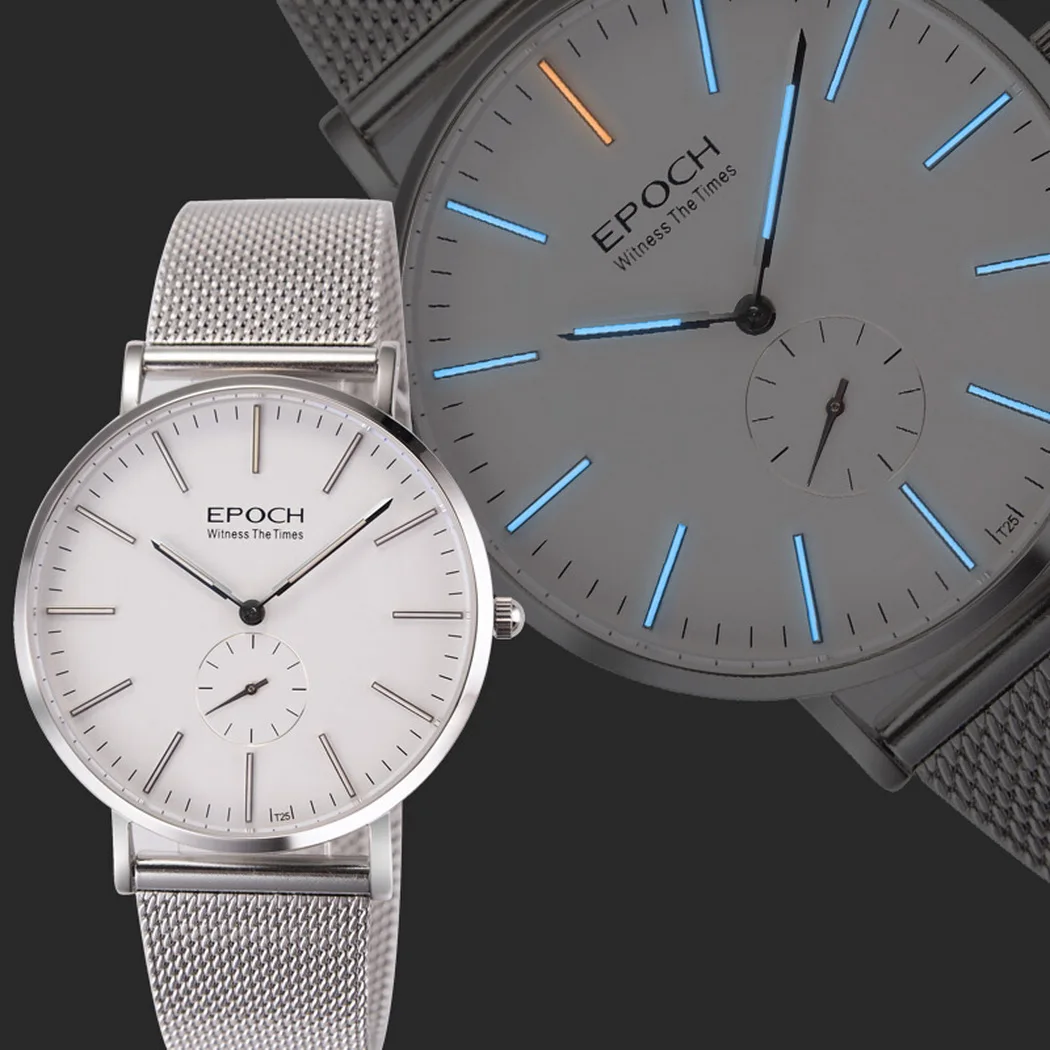 Мужские роскошные часы EPOCH модные 40 мм кварцевые наручные светящиеся 50 м