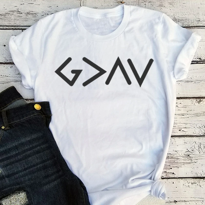 God Is Greater Than The Ups and Downs Christian Shirts Jesus Tee Vintage Christianit Clothes Womens Clothing Prayer Tees M images - 6