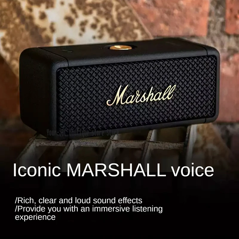 

Marshall Emberton Wireless Bluetooth Speaker 5.0 Outdoor Subwoofer 3D Stereo Surround Portable Ipx7 Waterproof Design speaker