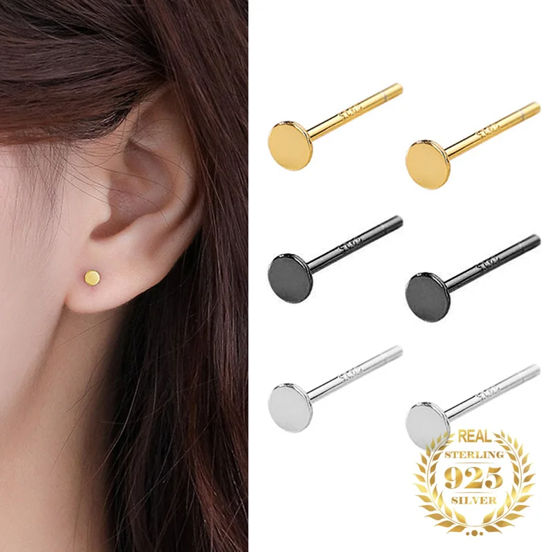 

Wholesale Basic Earrings 925 Sterling Silver Simple Tiny 1.5/2/3mm Round Circle Stud Earrings for Women Trendy Summer Jewelry