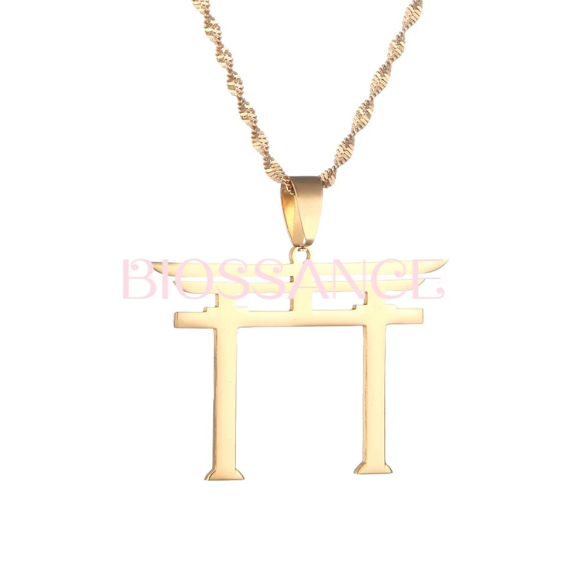 BIOSSANCE Новый изысканный модный символ Шинто ожерелье из нержавеющей стали для