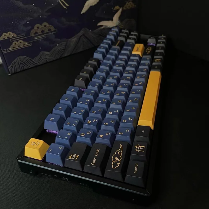 

2022 синий колпачок для клавиш PBT с клавишами Sub Legend DYE-SUB Cherry Profile, механическая клавиатура на английском, японском, корейском и русском языках