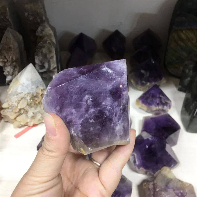 

Polished Quartz Crystal Natural Stones Amethyst Rough Raw Tower Point Healing Reiki Gemstones Meditation Decoration