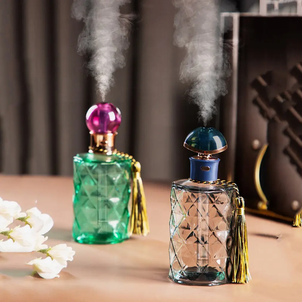 

Retro Perfume Bottle Electronic Ultrasonic Humidifier Glass Aromatherapy Essential Oil Diffuser Air Purification Water Spray