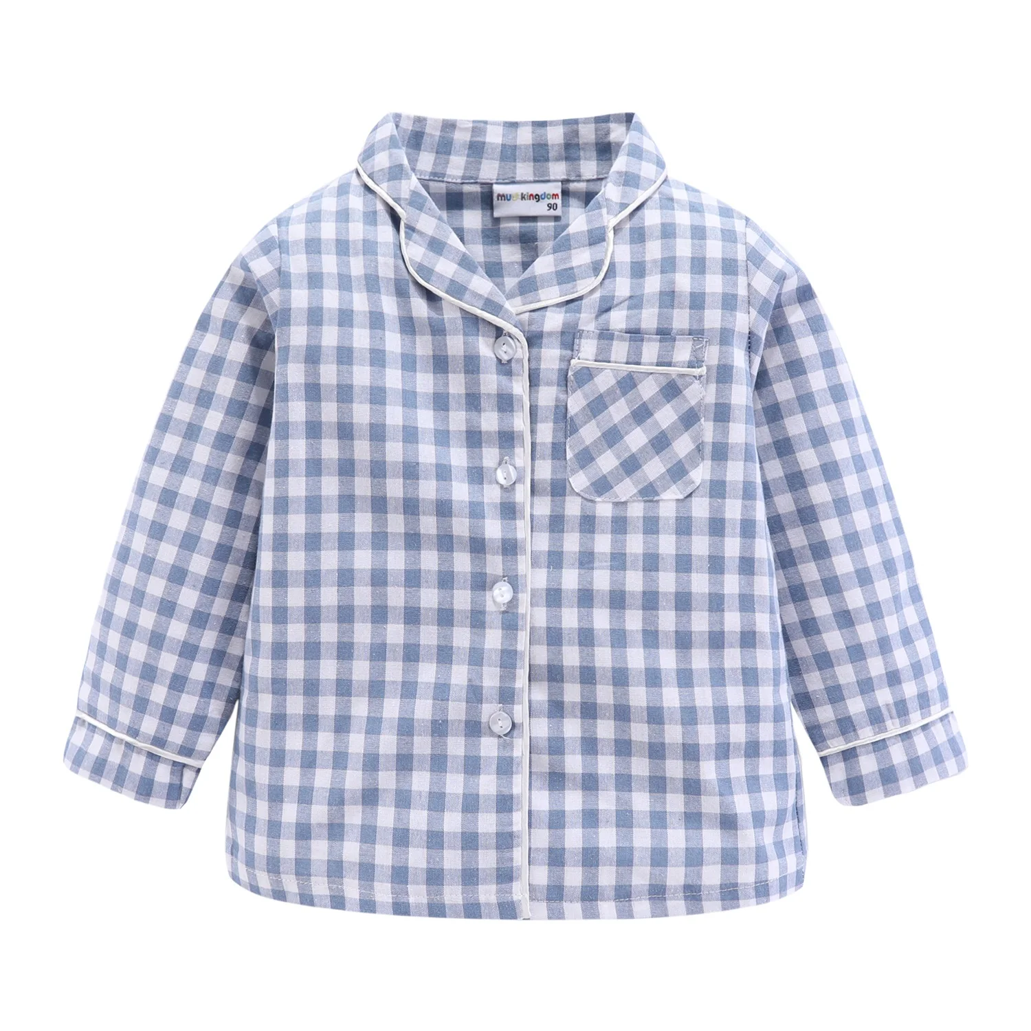 Mudkingdom Boys Girls Long Sleeve Pajamas Set Collared Plaid Autumn Cute Toddler Pajama Kids Sleepwear Children Clothes Pjs