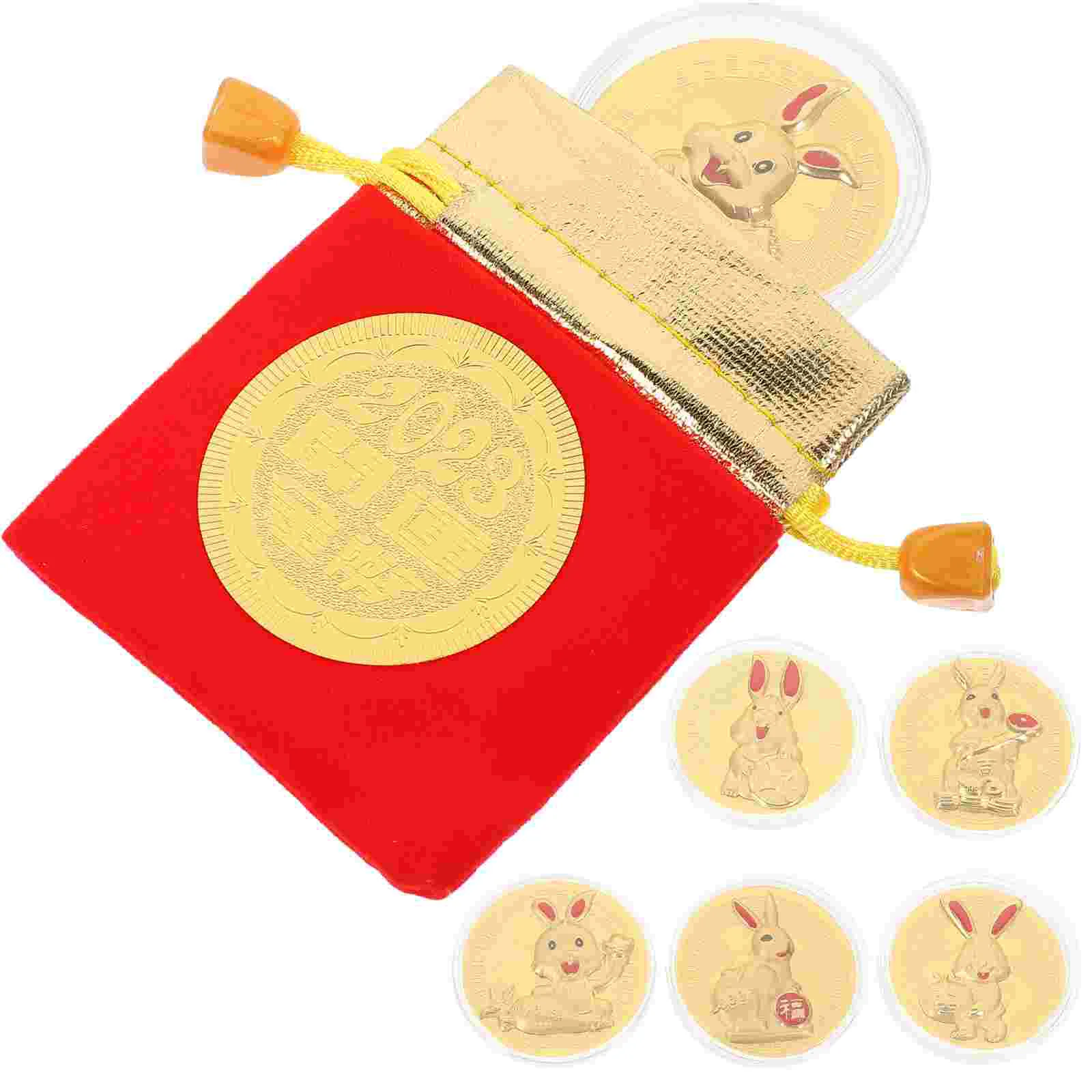 

Coin Year Rabbit Chinese Commemorative New Souvenir Zodiacred Gifts Lucky Gold The Golden Envelopes Fortuneplated Collection