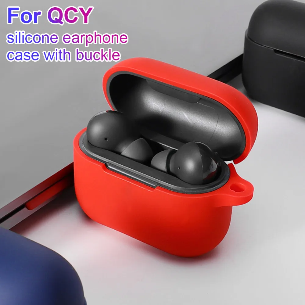 

For QCY T11 Wireless Bluetooth Headphones Earbuds Headset Silicone Earphones Case Cover for QCY T 10 11 t10 Case hook Skin Cover