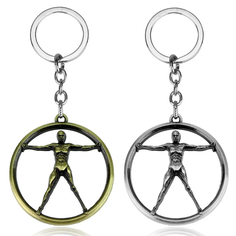 

Metal Muscle Man Pendant Keychain for Women Fashion Vintage Car Backpack Keyring Westworld Robot Model Key Holder Accessories