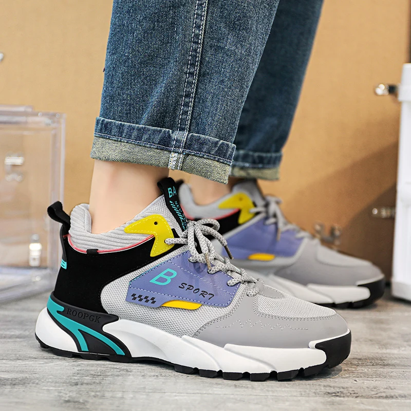 

High-top Sneakers Tide Shoes Casual Shoes Korean Version Contrast Platform Shoes Students Four Seasons