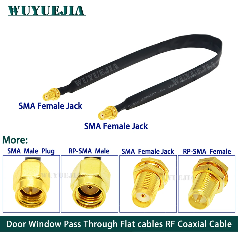 Купи SMA Female to SMA Female Jack Or SMA Male Plug Door Window Pass Through Flat RF Coaxial Cable RF Coax Pigtail Extension Cord за 525 рублей в магазине AliExpress
