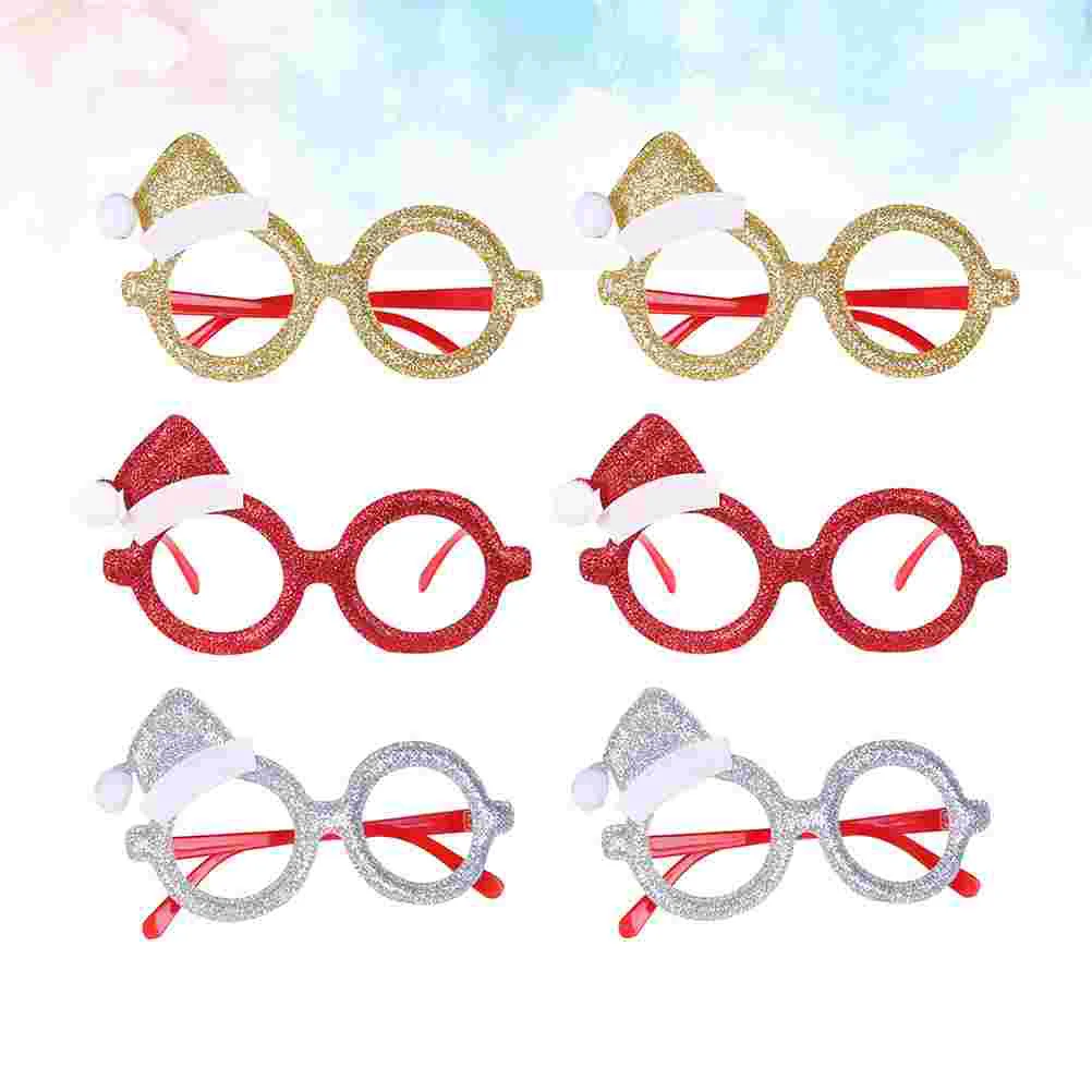 

6pcs Eyeglasses Frame Christmas Cap Eyeglasses Party Costume Spectacles Photo Prop for Party