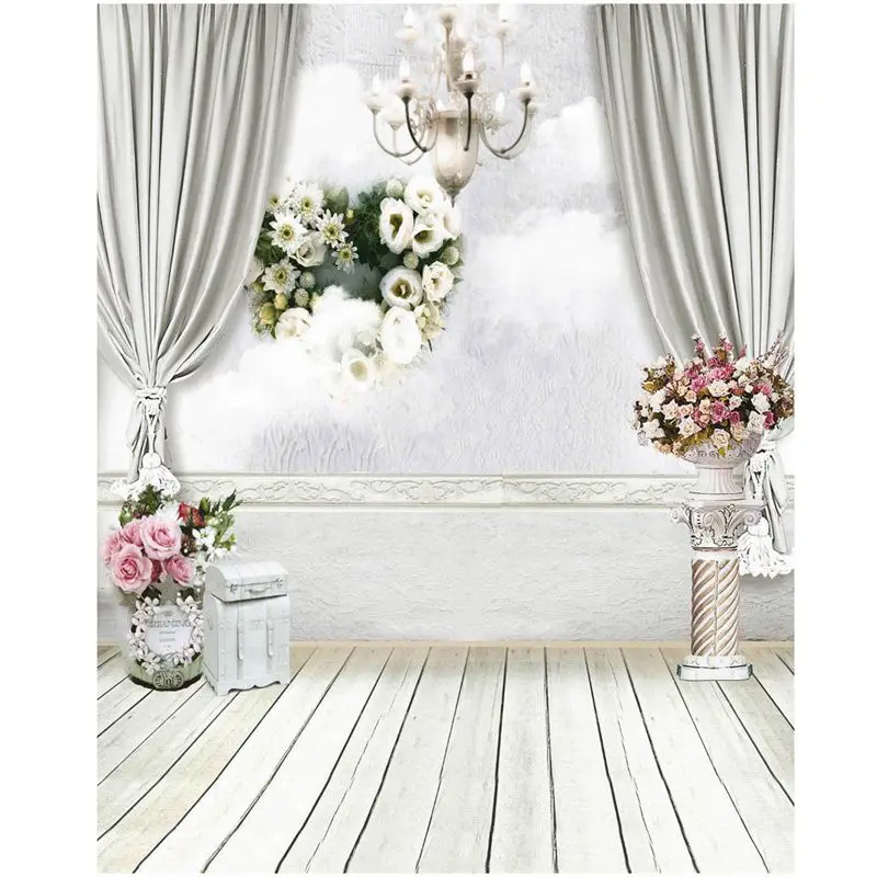 

5X7ft White Curtain Backdrop Studio Flower Photo Photography Floor Background