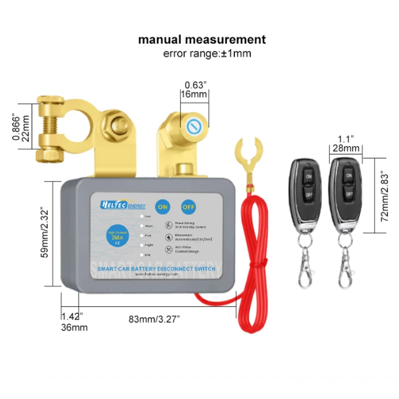 

﻿ Heltec Smart Wireless Dual Remote Battery Disconnect Switch Автоматическое управление, подходящее для автомобилей с объемным питанием 12 В