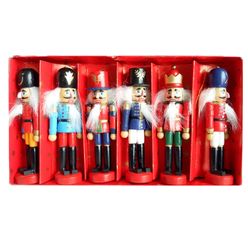 

6pcs Decorative Christmas Puppet Decor Nutcracker Ornament Nutcracker Figure