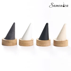 Бамбуковая коническая круглая подставка для демонстрации острых колец, подставка для хранения, органайзер для колец, демонстрация ювелирных изделий