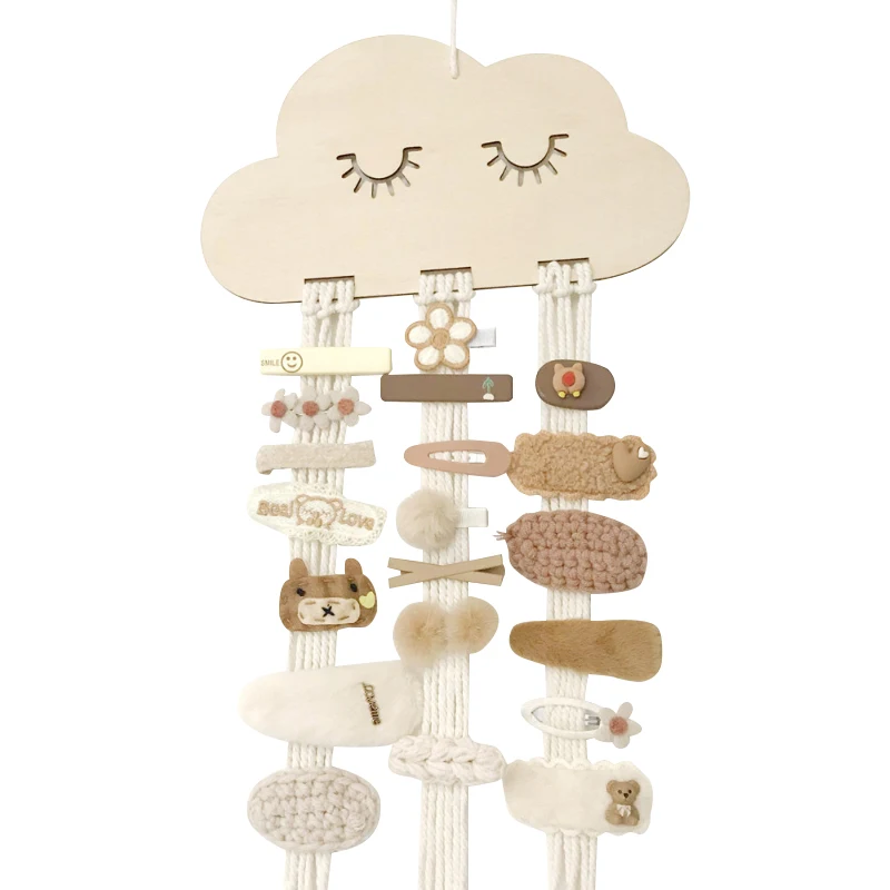 

Wooden Cloud Baby Hair Clips Holder Home Decor Princess Girls Hairpin Headband Storage Pendant Jewelry Organizer Wall Ornaments