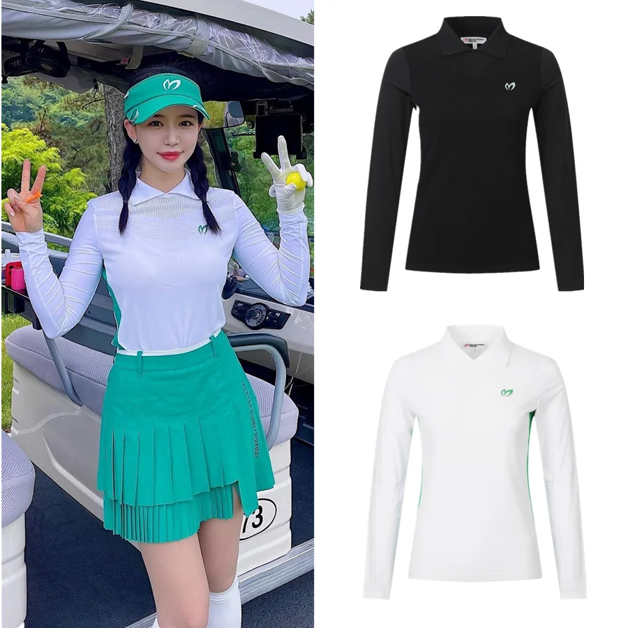 

New Spring/Summer Lightweight Golf Knitted Long Sleeve Shirt Women's Golf Clothing UV Elastic Printing Golf Clothing Top