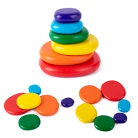 2022 new rainbow pebbles wooden blocks set nordic style gradient stacking stone balancing game diy for children christmass gift