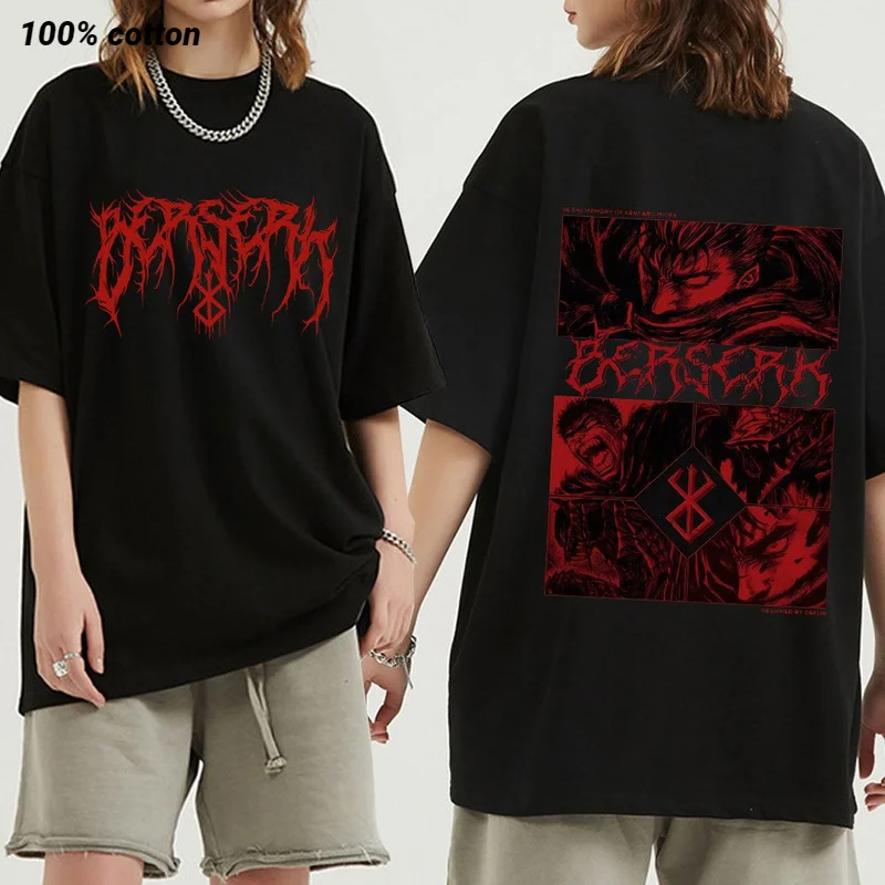 

Japanese Anime Berserk Guts Graphic T Shirt Fight Swordsman Gatsu Sacrifice Zodd T-shirt Men Cotton Casual T-shirts Streetwear