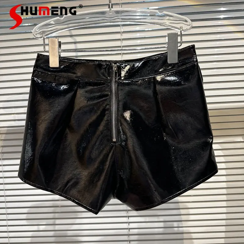 

Женские летние шорты из ПУ кожи, на молнии