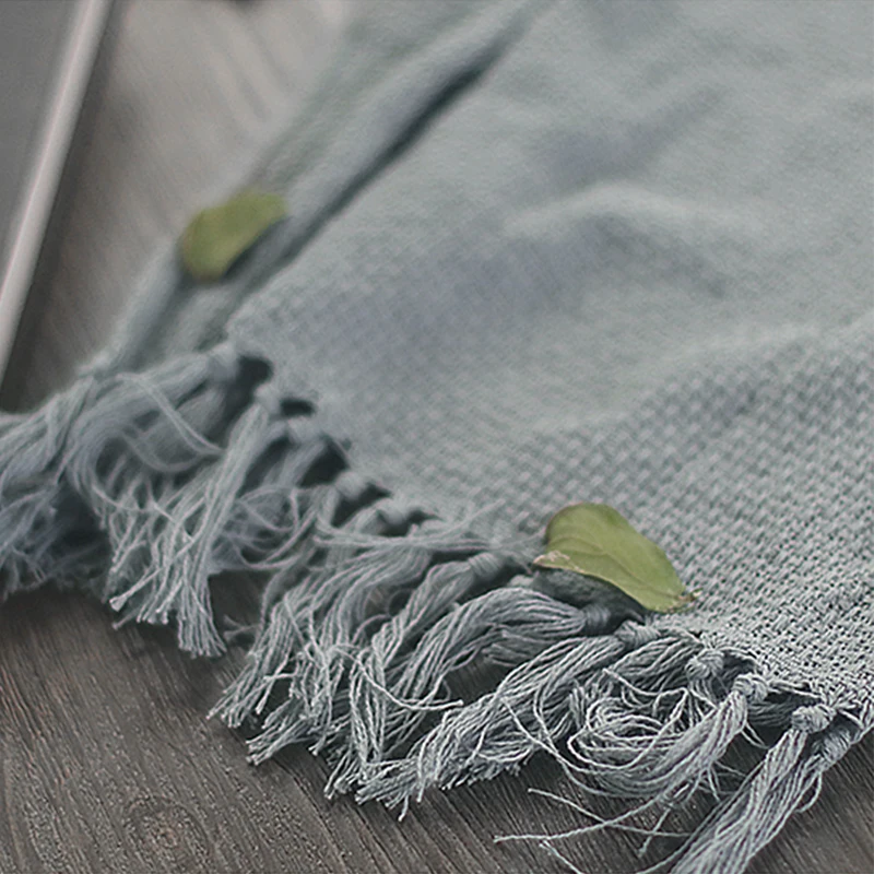 Салфетка из хлопка и льна с кисточками в стиле ретро | Дом сад