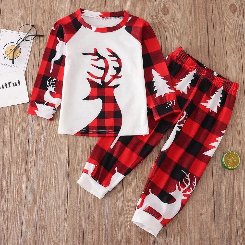 Ebay Amazon new family set Christmas European and American home wear printed baby antler pajama set available