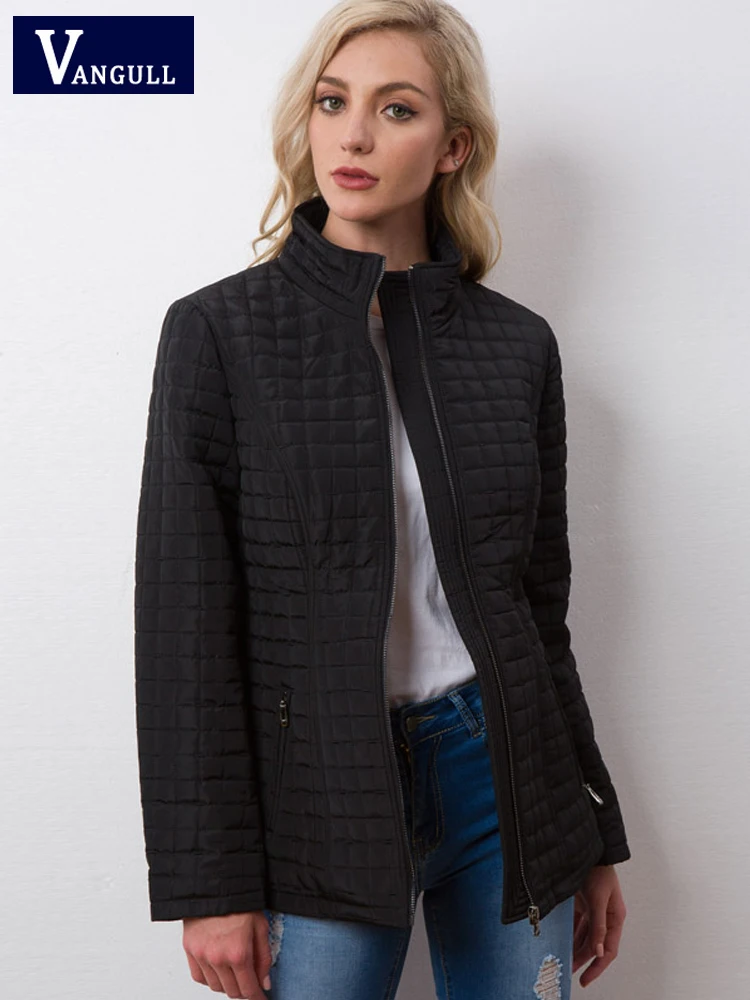 

Vangull Winter Black Jacket Women High Quality Spring Autumn women Long sleeve warm Cotton coat Female Parka outwear Parkas