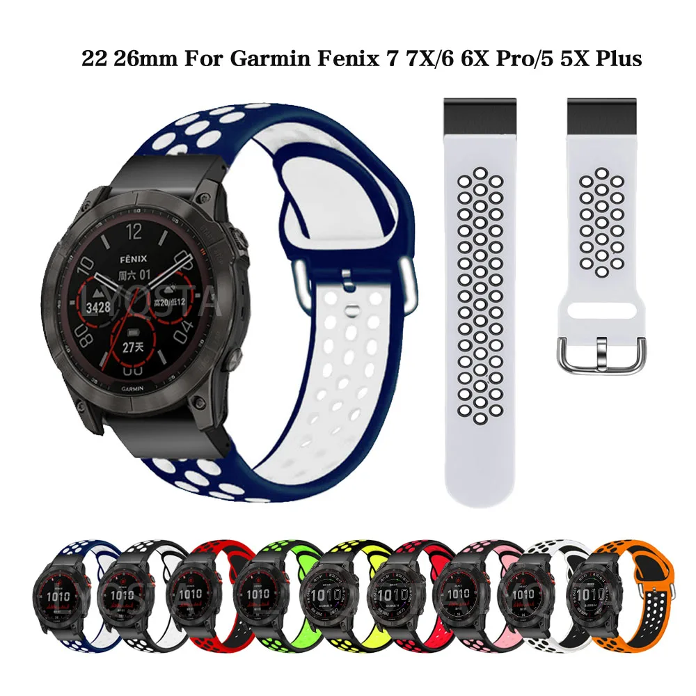 

26mm 22mm Watchband For Garmin Fenix 6 6X Pro 5 5X Plus 7 7X 3HR MK1 Silicone Band Easyfit Wrist Strap Installation Accessories