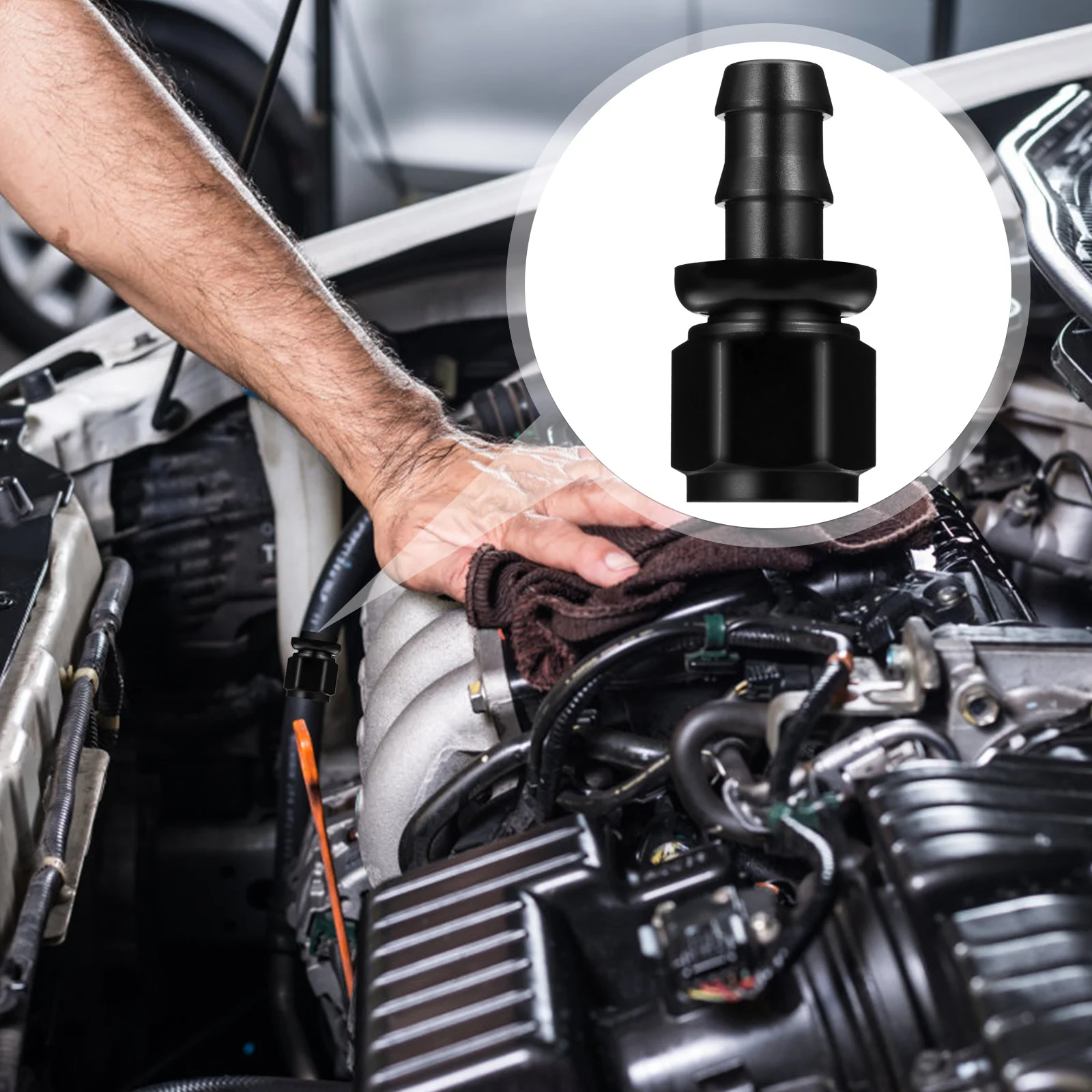 

Auto Car Accessories Tubing Inverted Connector Fuel Line Pipe Adapter Hose 0 Degree Push Black Aluminum Alloy