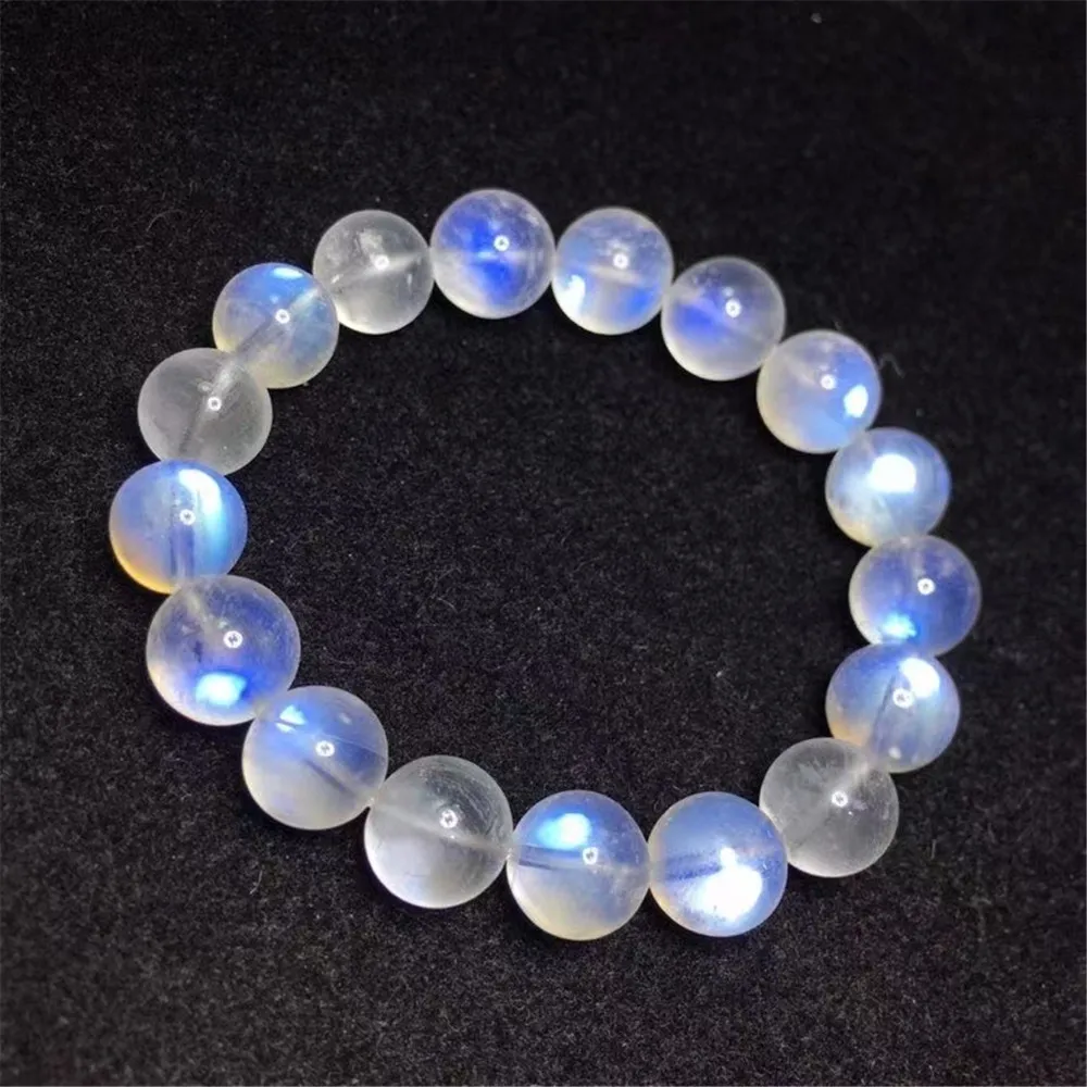 

12mm Natural Moonstone Beads Bracelet Jewelry For Women Men Healing Gift Crystal Round Blue Light Stone Gemstone Strands AAAAA