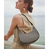 womens niche half moon armpit bag 2022 designer luxury bags fashion houndstooth wool cloth shoulder bag strap