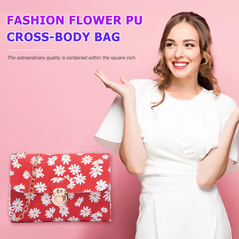 

Delicate Women Chain Small Crossbody Bag Classic Texture Creative Design PU Leather Female Daisy Mini Shoulder Handbags