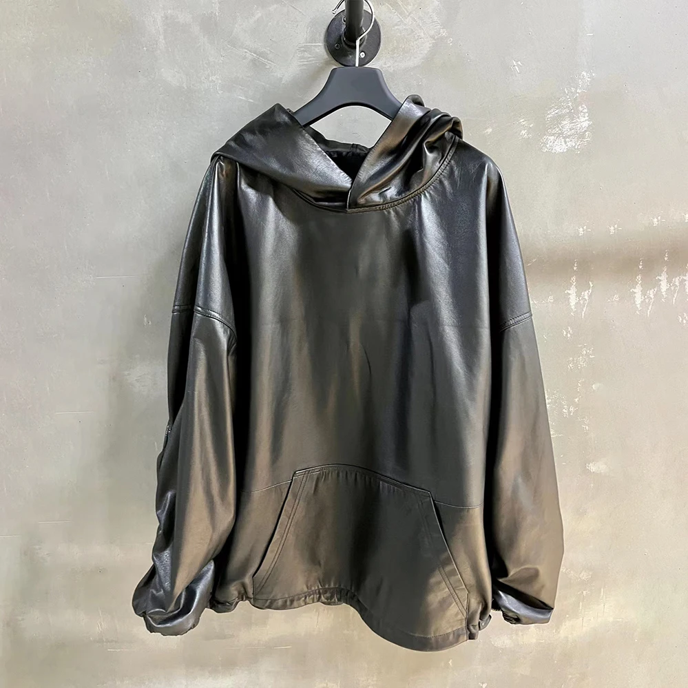 

NIGO Leather Hooded Long Sleeve Loose Sweatshirt Ngvp #nigo6273