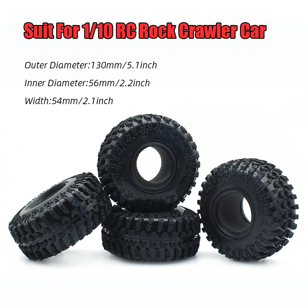 

4pcs 2.2 Inch Tires 130*54mm Wheel Rubber Tire Tyre Set for 1/10 Axial SCX10 TRX4 RC4WD Redcat 90056 90045 RC Rock Crawler Truck