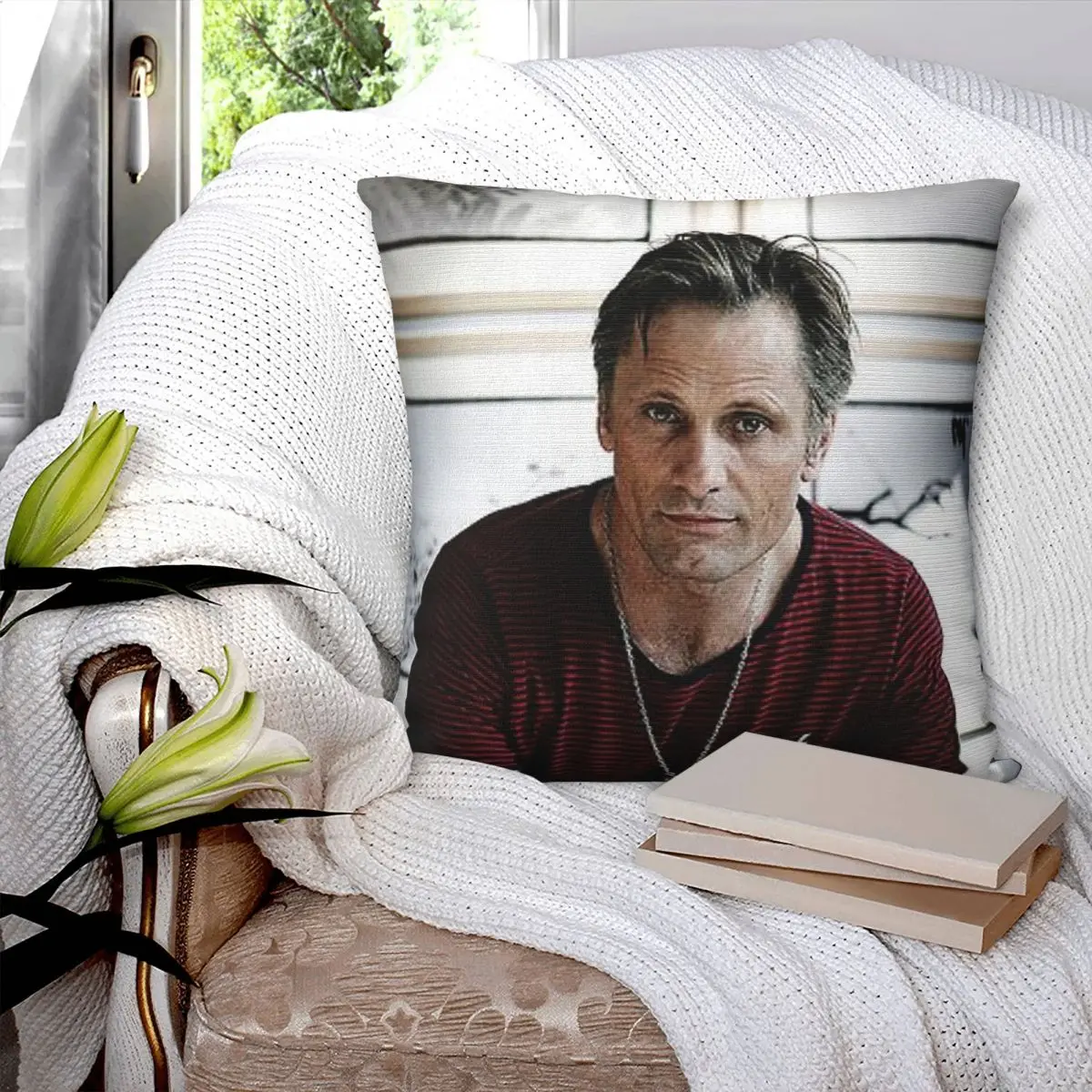 Фото Наволочка Viggo Mortensen Actor из полиэстера, льна и бархата, креативная, с декоративной молнией, чехол для декоративной подушки, домашний чехол для подушки 45x45 №3