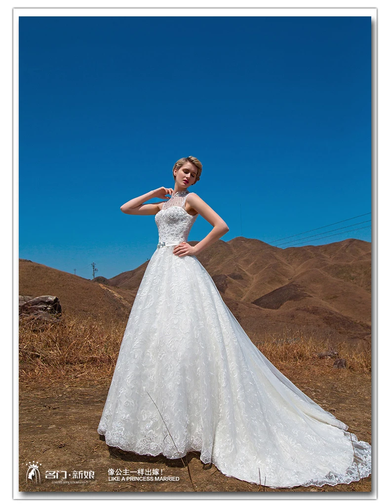 

bridal gown robe de soiree 2018 new fashionable sexy high neck long vestido de noiva romantic lace mother of the bride dresses